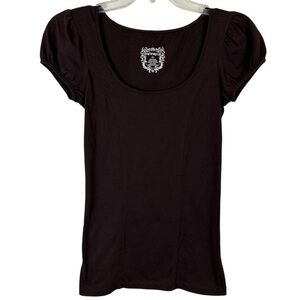 One Step Up Brown Cap Sleeve Babydoll Top Size S